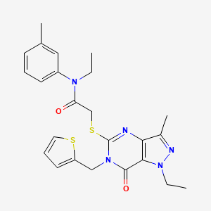 N-ethyl-2-({1-ethyl-3-methyl-7-oxo-6-[(thiophen-2-yl)methyl]-1H,6H,7H-pyrazolo[4,3-d]pyrimidin-5-yl}sulfanyl)-N-(3-methylphenyl)acetamide
