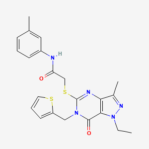 molecular formula C22H23N5O2S2 B6490077 2-({1-ethyl-3-methyl-7-oxo-6-[(thiophen-2-yl)methyl]-1H,6H,7H-pyrazolo[4,3-d]pyrimidin-5-yl}sulfanyl)-N-(3-methylphenyl)acetamide CAS No. 1358711-12-2