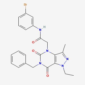 molecular formula C23H22BrN5O3 B6490082 2-{6-benzyl-1-ethyl-3-methyl-5,7-dioxo-1H,4H,5H,6H,7H-pyrazolo[4,3-d]pyrimidin-4-yl}-N-(3-bromophenyl)acetamide CAS No. 1358583-97-7