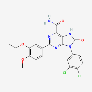 molecular formula C21H17Cl2N5O4 B6490090 9-(3,4-dichlorophenyl)-2-(3-ethoxy-4-methoxyphenyl)-8-oxo-8,9-dihydro-7H-purine-6-carboxamide CAS No. 887891-32-9