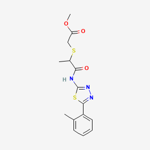 molecular formula C15H17N3O3S2 B6490119 methyl 2-[(1-{[5-(2-methylphenyl)-1,3,4-thiadiazol-2-yl]carbamoyl}ethyl)sulfanyl]acetate CAS No. 394234-78-7