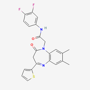 molecular formula C23H19F2N3O2S B6490131 N-(3,4-difluorophenyl)-2-[7,8-dimethyl-2-oxo-4-(thiophen-2-yl)-2,3-dihydro-1H-1,5-benzodiazepin-1-yl]acetamide CAS No. 1359459-22-5