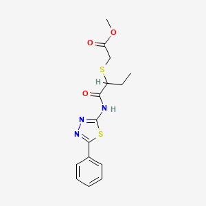 molecular formula C15H17N3O3S2 B6490133 methyl 2-({1-[(5-phenyl-1,3,4-thiadiazol-2-yl)carbamoyl]propyl}sulfanyl)acetate CAS No. 394236-84-1