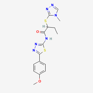 molecular formula C16H18N6O2S2 B6490140 N-[5-(4-methoxyphenyl)-1,3,4-thiadiazol-2-yl]-2-[(4-methyl-4H-1,2,4-triazol-3-yl)sulfanyl]butanamide CAS No. 394238-40-5