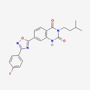 molecular formula C21H19FN4O3 B6490169 7-[3-(4-fluorophenyl)-1,2,4-oxadiazol-5-yl]-3-(3-methylbutyl)-1,2,3,4-tetrahydroquinazoline-2,4-dione CAS No. 1358499-28-1
