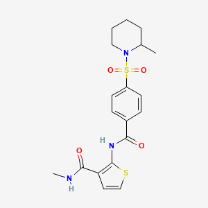molecular formula C19H23N3O4S2 B6490183 N-methyl-2-{4-[(2-methylpiperidin-1-yl)sulfonyl]benzamido}thiophene-3-carboxamide CAS No. 888413-41-0