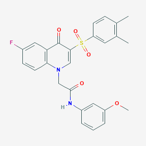 molecular formula C26H23FN2O5S B6490188 2-[3-(3,4-dimethylbenzenesulfonyl)-6-fluoro-4-oxo-1,4-dihydroquinolin-1-yl]-N-(3-methoxyphenyl)acetamide CAS No. 866897-64-5