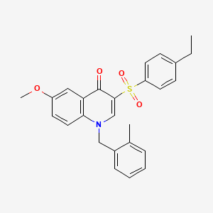 molecular formula C26H25NO4S B6490198 3-(4-ethylbenzenesulfonyl)-6-methoxy-1-[(2-methylphenyl)methyl]-1,4-dihydroquinolin-4-one CAS No. 872206-42-3