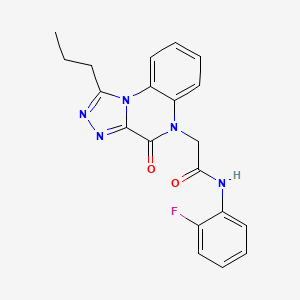 molecular formula C20H18FN5O2 B6490275 N-(2-fluorophenyl)-2-{4-oxo-1-propyl-4H,5H-[1,2,4]triazolo[4,3-a]quinoxalin-5-yl}acetamide CAS No. 1359066-11-7
