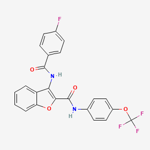 molecular formula C23H14F4N2O4 B6490361 3-(4-fluorobenzamido)-N-[4-(trifluoromethoxy)phenyl]-1-benzofuran-2-carboxamide CAS No. 888457-10-1
