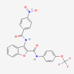 molecular formula C23H14F3N3O6 B6490365 3-(4-nitrobenzamido)-N-[4-(trifluoromethoxy)phenyl]-1-benzofuran-2-carboxamide CAS No. 888458-27-3