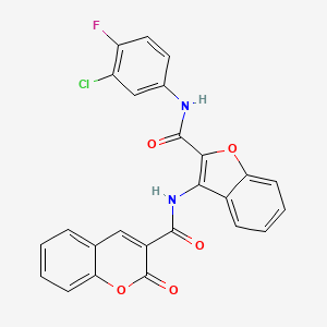 molecular formula C25H14ClFN2O5 B6490377 N-{2-[(3-chloro-4-fluorophenyl)carbamoyl]-1-benzofuran-3-yl}-2-oxo-2H-chromene-3-carboxamide CAS No. 888442-61-3