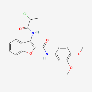 molecular formula C20H19ClN2O5 B6490434 3-(2-chloropropanamido)-N-(3,4-dimethoxyphenyl)-1-benzofuran-2-carboxamide CAS No. 888448-35-9