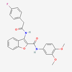 molecular formula C25H21FN2O5 B6490453 N-(3,4-dimethoxyphenyl)-3-[2-(4-fluorophenyl)acetamido]-1-benzofuran-2-carboxamide CAS No. 888454-43-1
