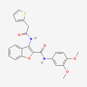 N-(3,4-dimethoxyphenyl)-3-[2-(thiophen-2-yl)acetamido]-1-benzofuran-2-carboxamide