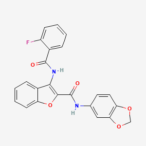 molecular formula C23H15FN2O5 B6490475 N-(2H-1,3-benzodioxol-5-yl)-3-(2-fluorobenzamido)-1-benzofuran-2-carboxamide CAS No. 888459-90-3