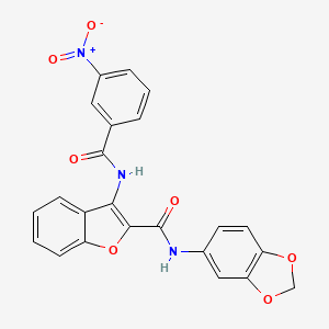 molecular formula C23H15N3O7 B6490487 N-(2H-1,3-benzodioxol-5-yl)-3-(3-nitrobenzamido)-1-benzofuran-2-carboxamide CAS No. 888460-98-8