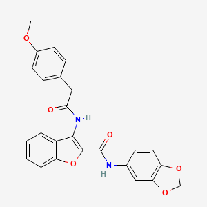 molecular formula C25H20N2O6 B6490503 N-(2H-1,3-benzodioxol-5-yl)-3-[2-(4-methoxyphenyl)acetamido]-1-benzofuran-2-carboxamide CAS No. 888462-91-7