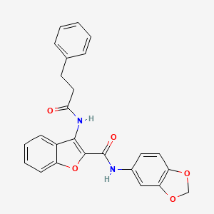 molecular formula C25H20N2O5 B6490510 N-(2H-1,3-benzodioxol-5-yl)-3-(3-phenylpropanamido)-1-benzofuran-2-carboxamide CAS No. 888463-50-1