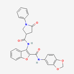 molecular formula C27H21N3O6 B6490515 N-{2-[(2H-1,3-benzodioxol-5-yl)carbamoyl]-1-benzofuran-3-yl}-5-oxo-1-phenylpyrrolidine-3-carboxamide CAS No. 872613-11-1