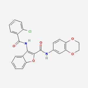 molecular formula C24H17ClN2O5 B6490519 3-(2-chlorobenzamido)-N-(2,3-dihydro-1,4-benzodioxin-6-yl)-1-benzofuran-2-carboxamide CAS No. 888466-82-8
