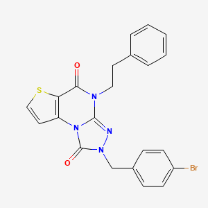 molecular formula C22H17BrN4O2S B6490524 11-[(4-bromophenyl)methyl]-8-(2-phenylethyl)-5-thia-1,8,10,11-tetraazatricyclo[7.3.0.0^{2,6}]dodeca-2(6),3,9-triene-7,12-dione CAS No. 1358811-01-4