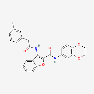 molecular formula C26H22N2O5 B6490525 N-(2,3-dihydro-1,4-benzodioxin-6-yl)-3-[2-(3-methylphenyl)acetamido]-1-benzofuran-2-carboxamide CAS No. 872613-38-2