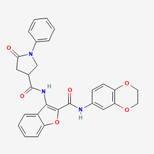 molecular formula C28H23N3O6 B6490531 N-{2-[(2,3-dihydro-1,4-benzodioxin-6-yl)carbamoyl]-1-benzofuran-3-yl}-5-oxo-1-phenylpyrrolidine-3-carboxamide CAS No. 872613-41-7