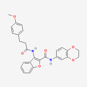 molecular formula C27H24N2O6 B6490537 N-(2,3-dihydro-1,4-benzodioxin-6-yl)-3-[3-(4-methoxyphenyl)propanamido]-1-benzofuran-2-carboxamide CAS No. 888469-23-6