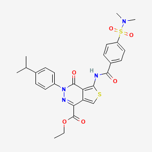 molecular formula C27H28N4O6S2 B6490571 ethyl 5-[4-(dimethylsulfamoyl)benzamido]-4-oxo-3-[4-(propan-2-yl)phenyl]-3H,4H-thieno[3,4-d]pyridazine-1-carboxylate CAS No. 888462-28-0