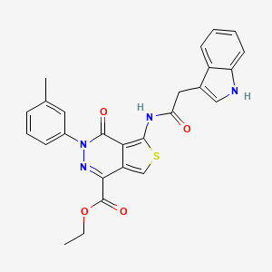 molecular formula C26H22N4O4S B6490580 ethyl 5-[2-(1H-indol-3-yl)acetamido]-3-(3-methylphenyl)-4-oxo-3H,4H-thieno[3,4-d]pyridazine-1-carboxylate CAS No. 888468-18-6
