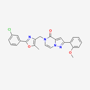 molecular formula C24H19ClN4O3 B6490626 5-{[2-(3-chlorophenyl)-5-methyl-1,3-oxazol-4-yl]methyl}-2-(2-methoxyphenyl)-4H,5H-pyrazolo[1,5-a]pyrazin-4-one CAS No. 1358645-02-9