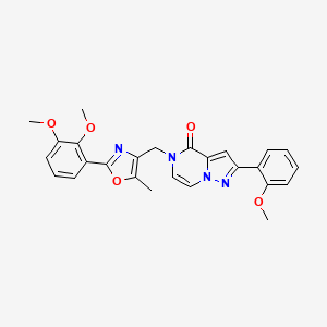 molecular formula C26H24N4O5 B6490629 5-{[2-(2,3-dimethoxyphenyl)-5-methyl-1,3-oxazol-4-yl]methyl}-2-(2-methoxyphenyl)-4H,5H-pyrazolo[1,5-a]pyrazin-4-one CAS No. 1358793-48-2