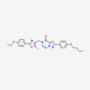molecular formula C29H30N4O4 B6490637 2-(4-butoxyphenyl)-5-{[2-(4-ethoxyphenyl)-5-methyl-1,3-oxazol-4-yl]methyl}-4H,5H-pyrazolo[1,5-a]pyrazin-4-one CAS No. 1359483-38-7