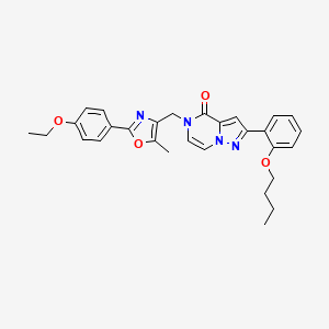 molecular formula C29H30N4O4 B6490644 2-(2-butoxyphenyl)-5-{[2-(4-ethoxyphenyl)-5-methyl-1,3-oxazol-4-yl]methyl}-4H,5H-pyrazolo[1,5-a]pyrazin-4-one CAS No. 1358757-92-2