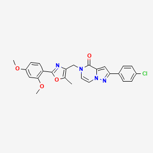 molecular formula C25H21ClN4O4 B6490657 2-(4-chlorophenyl)-5-{[2-(2,4-dimethoxyphenyl)-5-methyl-1,3-oxazol-4-yl]methyl}-4H,5H-pyrazolo[1,5-a]pyrazin-4-one CAS No. 1358485-50-3
