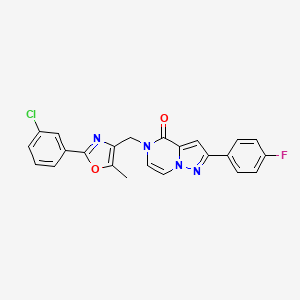 molecular formula C23H16ClFN4O2 B6490661 5-{[2-(3-chlorophenyl)-5-methyl-1,3-oxazol-4-yl]methyl}-2-(4-fluorophenyl)-4H,5H-pyrazolo[1,5-a]pyrazin-4-one CAS No. 1358481-77-2