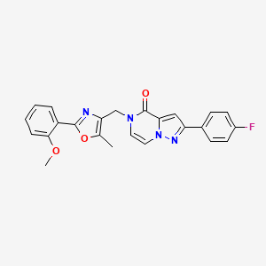 molecular formula C24H19FN4O3 B6490673 2-(4-fluorophenyl)-5-{[2-(2-methoxyphenyl)-5-methyl-1,3-oxazol-4-yl]methyl}-4H,5H-pyrazolo[1,5-a]pyrazin-4-one CAS No. 1358485-58-1