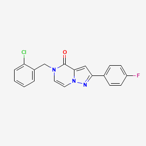 molecular formula C19H13ClFN3O B6490676 5-[(2-chlorophenyl)methyl]-2-(4-fluorophenyl)-4H,5H-pyrazolo[1,5-a]pyrazin-4-one CAS No. 1358481-84-1
