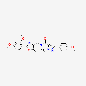 molecular formula C27H26N4O5 B6490697 5-{[2-(2,4-dimethoxyphenyl)-5-methyl-1,3-oxazol-4-yl]methyl}-2-(4-ethoxyphenyl)-4H,5H-pyrazolo[1,5-a]pyrazin-4-one CAS No. 1358485-78-5