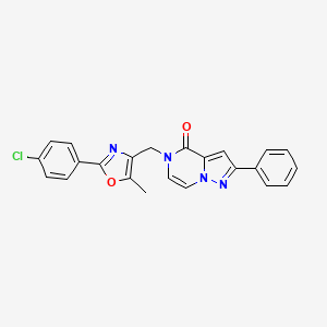 molecular formula C23H17ClN4O2 B6490711 5-{[2-(4-chlorophenyl)-5-methyl-1,3-oxazol-4-yl]methyl}-2-phenyl-4H,5H-pyrazolo[1,5-a]pyrazin-4-one CAS No. 1358377-68-0
