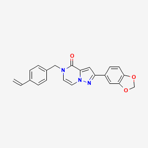 molecular formula C22H17N3O3 B6490723 2-(2H-1,3-benzodioxol-5-yl)-5-[(4-ethenylphenyl)methyl]-4H,5H-pyrazolo[1,5-a]pyrazin-4-one CAS No. 1326895-58-2