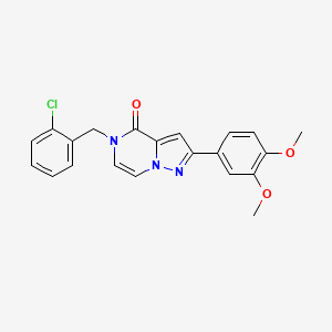 molecular formula C21H18ClN3O3 B6490735 5-[(2-chlorophenyl)methyl]-2-(3,4-dimethoxyphenyl)-4H,5H-pyrazolo[1,5-a]pyrazin-4-one CAS No. 1326835-10-2