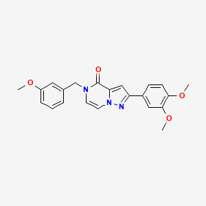 molecular formula C22H21N3O4 B6490741 2-(3,4-dimethoxyphenyl)-5-[(3-methoxyphenyl)methyl]-4H,5H-pyrazolo[1,5-a]pyrazin-4-one CAS No. 1326904-44-2