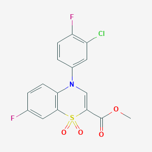 molecular formula C16H10ClF2NO4S B6490763 methyl 4-(3-chloro-4-fluorophenyl)-7-fluoro-1,1-dioxo-4H-1lambda6,4-benzothiazine-2-carboxylate CAS No. 1357703-66-2