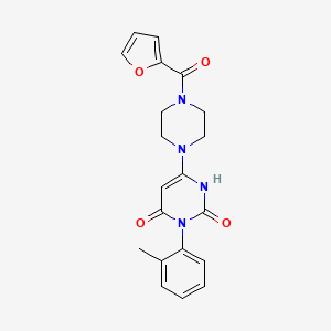molecular formula C20H20N4O4 B6490770 6-[4-(furan-2-carbonyl)piperazin-1-yl]-3-(2-methylphenyl)-1,2,3,4-tetrahydropyrimidine-2,4-dione CAS No. 847399-34-2