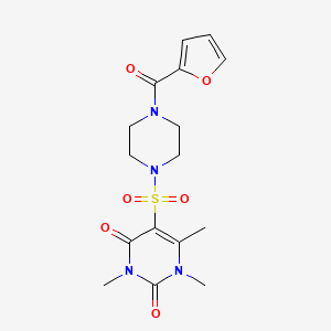 molecular formula C16H20N4O6S B6490778 5-{[4-(furan-2-carbonyl)piperazin-1-yl]sulfonyl}-1,3,6-trimethyl-1,2,3,4-tetrahydropyrimidine-2,4-dione CAS No. 893340-60-8