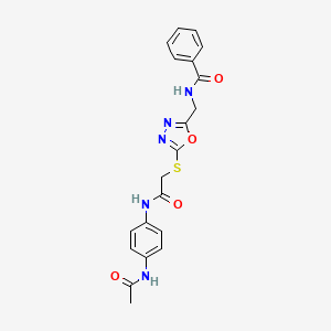 N-{[5-({[(4-acetamidophenyl)carbamoyl]methyl}sulfanyl)-1,3,4-oxadiazol-2-yl]methyl}benzamide