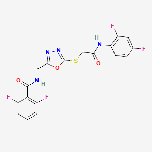 molecular formula C18H12F4N4O3S B6490810 N-{[5-({[(2,4-difluorophenyl)carbamoyl]methyl}sulfanyl)-1,3,4-oxadiazol-2-yl]methyl}-2,6-difluorobenzamide CAS No. 903314-15-8