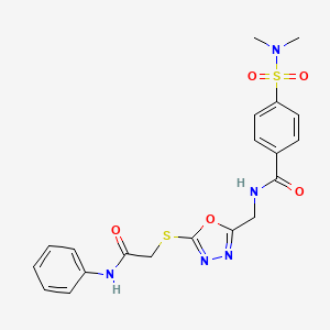 molecular formula C20H21N5O5S2 B6490812 4-(dimethylsulfamoyl)-N-[(5-{[(phenylcarbamoyl)methyl]sulfanyl}-1,3,4-oxadiazol-2-yl)methyl]benzamide CAS No. 903315-58-2